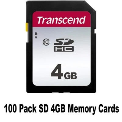100 x Transcend SDHC 4GB Class 10 Secure Digital Memory Card - Image 1 of 3