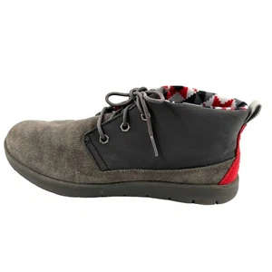 Ugg Boys Canoe Reflective Chukka Boots Leather Suede grey+ red Size 6 - Picture 1 of 13