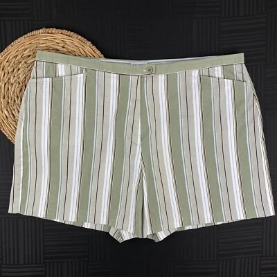 Carolina Blues Womens Plus Size 24W Green Striped Cotton Stretch Chino Shorts — 第 1/4 张图片
