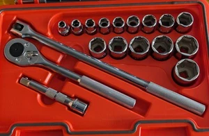 PROTO J54118S Ratchet Socket Set 1/2" Drive 18-piece 6 Point SAE - Picture 1 of 11