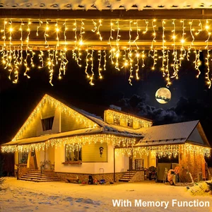 Christmas Xmas Bright LED Snowing Icicle Lights Indoor Outdoor House Tree Decor - Picture 1 of 18