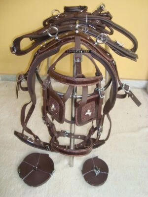 Arnês de direção sintético de náilon patenteado marrom com patchwork de designer em 5 tamanhos - Imagem 1 de 4