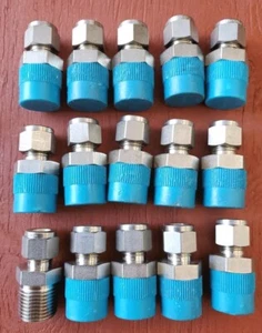 15 SWAGELOK SS-600-1-8 Male Connector 3/8" Tube Union x 1/2" NPT Fitting LOT - Picture 1 of 2