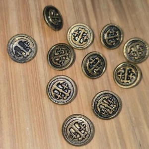 Vintage Military Uniform Anchor Crest Shield 5/16" Metal Brass Button Set of 11 - Picture 1 of 6