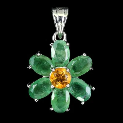 Colgante de plata de ley 925 esmeralda ovalada 6x4 mm citrino piedras preciosas naturales joyería Foto 1 de 4