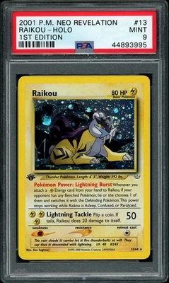 2001 Pokemon Neo Revelation 1st Edition #13 Raikou Holo Rare PSA 9 MINT - Image 1 of 2
