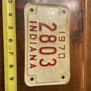 Indiana 1970 MOTORCYCLE License Plate 2803 - Picture 1 of 2