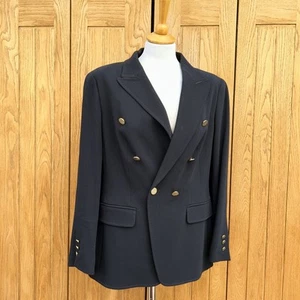 Ladies ESCADA Blazer WOOL Jacket Navy Blue Size UK 12/14 EU 42 - Picture 1 of 18