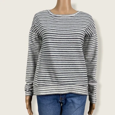 Lou & Grey 法国 Terry 反向针织休闲运动衫上衣小号灰色面霜 — 第 1/4 张图片