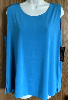 Elementz Woman Turquoise Blue Tank Top Scoop Neck Side Slits Women's Size 1X NWT - Image 1 of 4