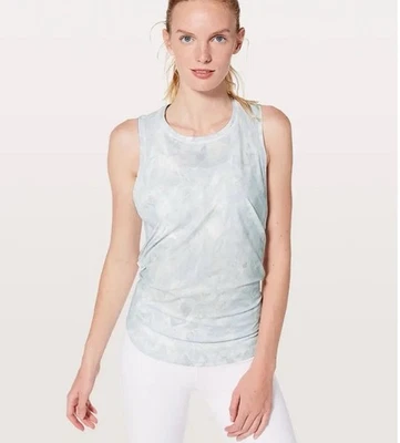 Camiseta sin mangas Lululemon Sculpt II talla 6 blanca gris floral jazmín multi malla W1NB2S Foto 1 de 4