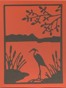 Autumn Stork Die-Cut Scene Handmade Notecards (SET of 2) #314 - Picture 1 of 1