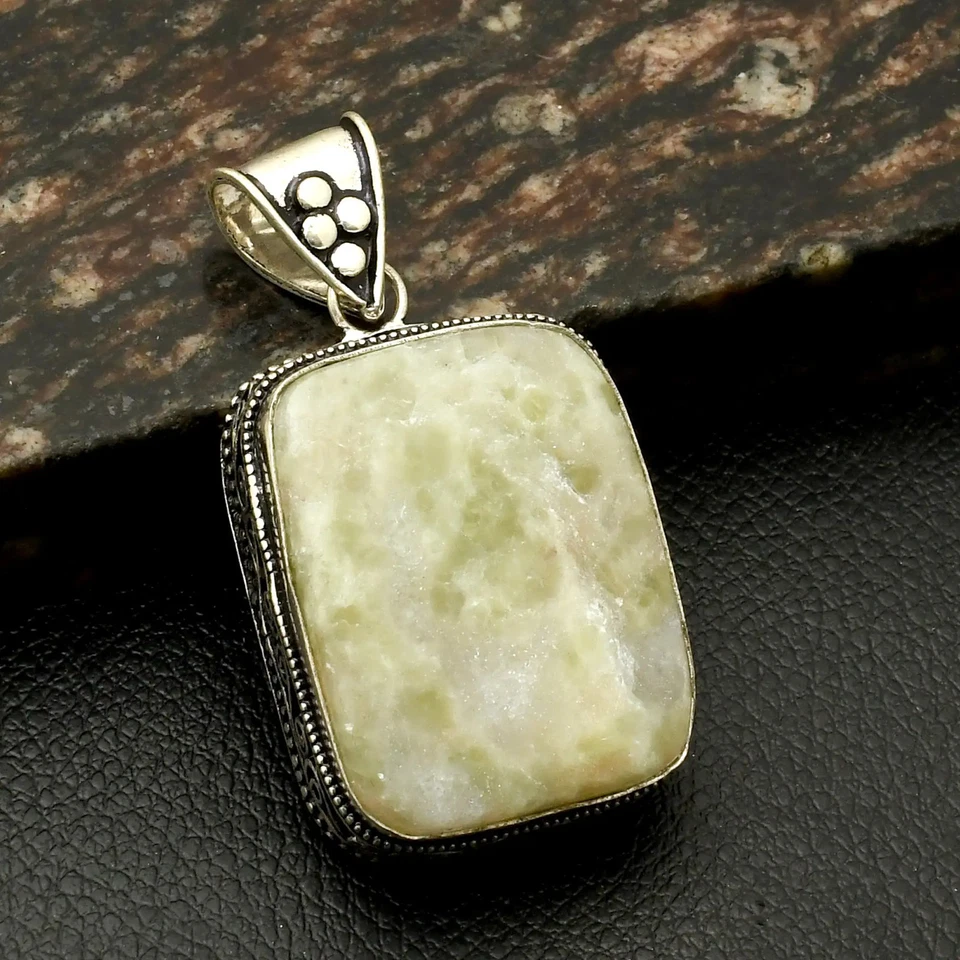 Joyería colgante de diseño antiguo hecho a mano de piedras preciosas de serafinita agua 2,2" AP-38817 Foto 1 de 1