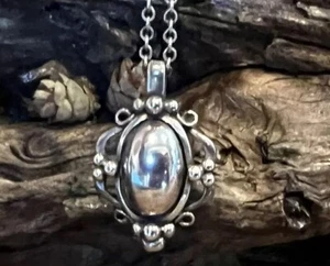 Authentic Georg Jensen Necklace Pendant Year 1989 Sterling 18” Scandinavian - Picture 1 of 8