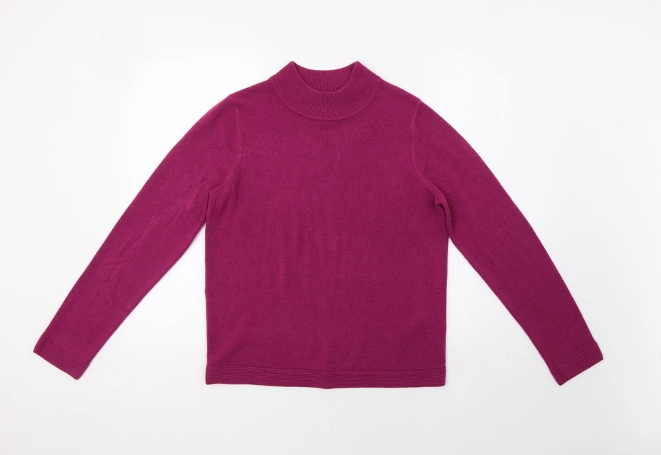 Maine New England Womens Purple Mock Neck Acrylic Blend Jumper Size 12 - Image 1 of 4
