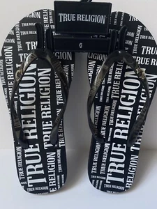 Nuevas Sandalias True Religion Malaya Negras Chanclas Para Mujer Talla 6 Playa Piscina - Imagen 1 de 3