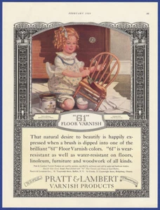 Vintage 1923 PRATT & LAMBERT 61 Floor Varnish Sarah S. Stilwell Weber Print Ad - Picture 1 of 1