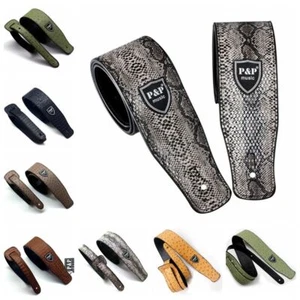 Adjustable Guitar Strap PU Leather Embossed For Acoustic Electric Bass Guitars. - Picture 1 of 14