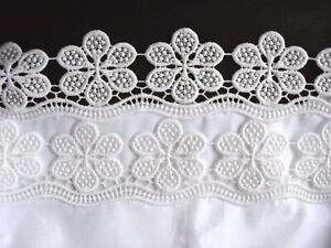 New White Embroidered Lace 100% Cotton PillowCase Standard Queen King S10#