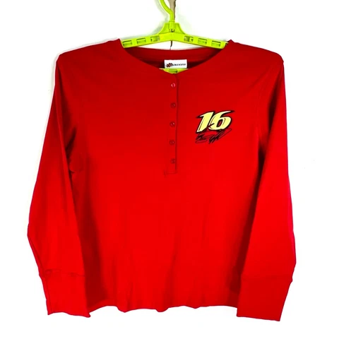NASCAR Greg Biffle #16 Henley T Shirt Aduly Size L Red Roush Racing Embroidred Cover