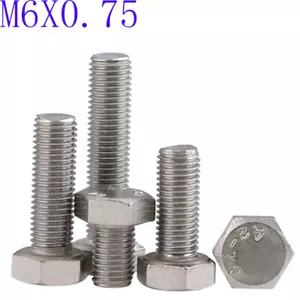 M6 - 0.75 Fine Thread 304 Stainless Steel Hex Cap Bolt / Screw DIN 933 Tap A2 - Picture 1 of 4