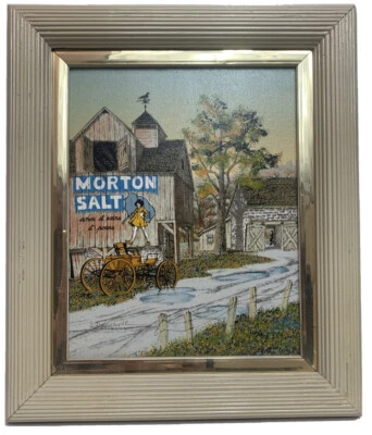 Signed Hargrove  Morton Salt Country Barn Farm Framed Canvas Serigraph - Image 1 of 4