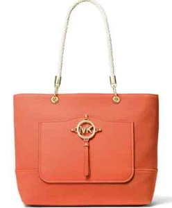 Michael Kors Amy Orange Rope Strap Large Tote Bag Gold MK Logo - USA IMPORT - Imagen 1 de 5