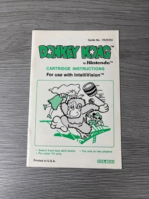 Original Intellivision Donkey Kong Instruction Manual – Coleco 1982 - Image 1 of 2