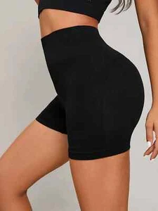 Pantalones Cortos de Banda Ancha Spandex Yoga Informal Gimnasio Correr Salón Levantamiento de Botones Entrenamiento - Imagen 1 de 5