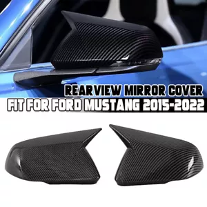 Cubierta de espejo retrovisor de bocina de fibra de carbono para Ford Mustang 2015-2022 con intermitente LED - Imagen 1 de 9