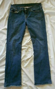 Lucky Brand Dungarees Low Rise Flare Distressed Faded Blue Jeans Size 8 - Picture 1 of 9