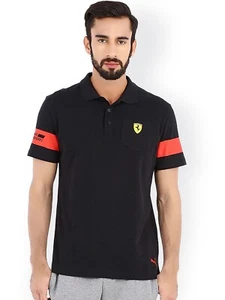 Puma Vintage Rare Motorsports Short Sleeve Ferrari Style Jacquard Polo Shirt - Picture 1 of 9