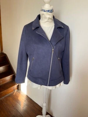 Centigrade light padding, some warmth Faux Suede biker jacket dusky blue chest40 - Image 1 of 4