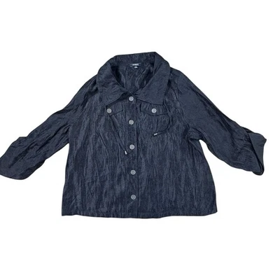 Elementz Womans Jacket Sz 2X Black Lightweight Shimmery Tab Sleeves  Foto 1 de 4