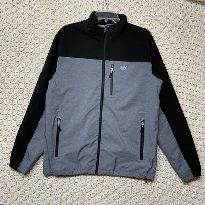 New Balance Windbreaker Jacket Mens Sz M Gray Black Full Zip Pockets Athletic - Image 1 of 4