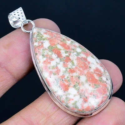 Colgante hecho a mano enchapado en plata 925 Unakita de 2,25" Foto 1 de 3