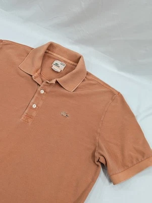LACOSTE Mens Polo Shirt Size 5 Orange Cotton ruff Edges Style Casual Logo Cotton - Image 1 of 4