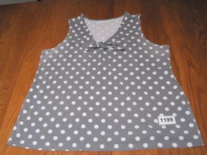 Y2K CATO Womens 18 20 W Gray Polka Dot Sailor Top Dressy Romantic Bow V-Neck - Picture 1 of 10