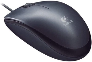 Logitech M100 USB Wired Corded Optical Mouse Right or Left Hand Use MAC PC Black - Picture 1 of 7