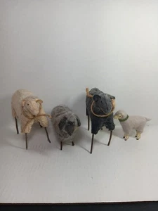 Vintage Needle Felted Wool Sheep Lamb Family Lot Primitive Americana Folk Art - Picture 1 of 7