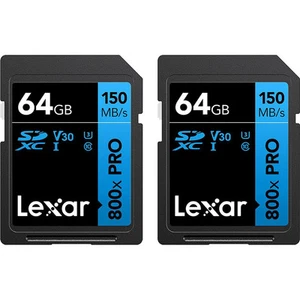Lexar High-Performance 800x PRO BLUE Series 64GB SDXC Memory Card, 2 Pack - Afbeelding 1 van 8