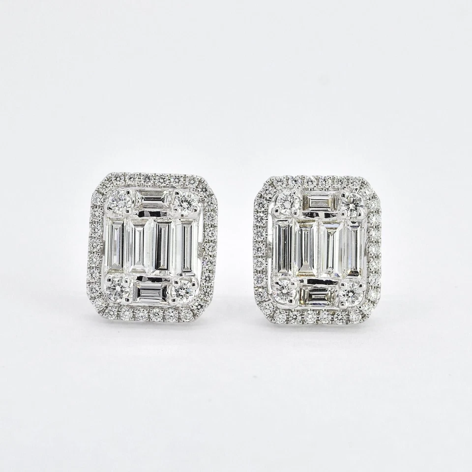 2 CT E-F VS Lab Grown Diamond Solitaire Tops Studs Earring 18k White Gold Plated Foto 1 de 1