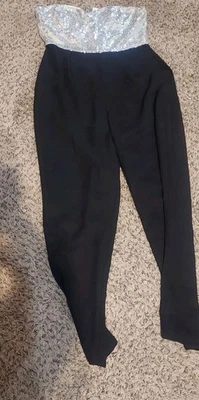 Pantalón Top Boo Hoo Plateado Negro Secuenciado Talla 10 Fiesta Formal Regreso a Casa Boda  Foto 1 de 4