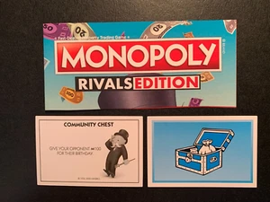 Monopoly Rivals Edition COMMUNITY CHEST CARD Give Your Opponent Money 4 Birthday - Picture 1 of 2