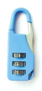 BLAU Kombi Pad Lock Vorhängeschloss Koffer Gepäcktasche Reise Reißverschluss 3 Zifferblatt UK Y012 - Bild 1 von 2