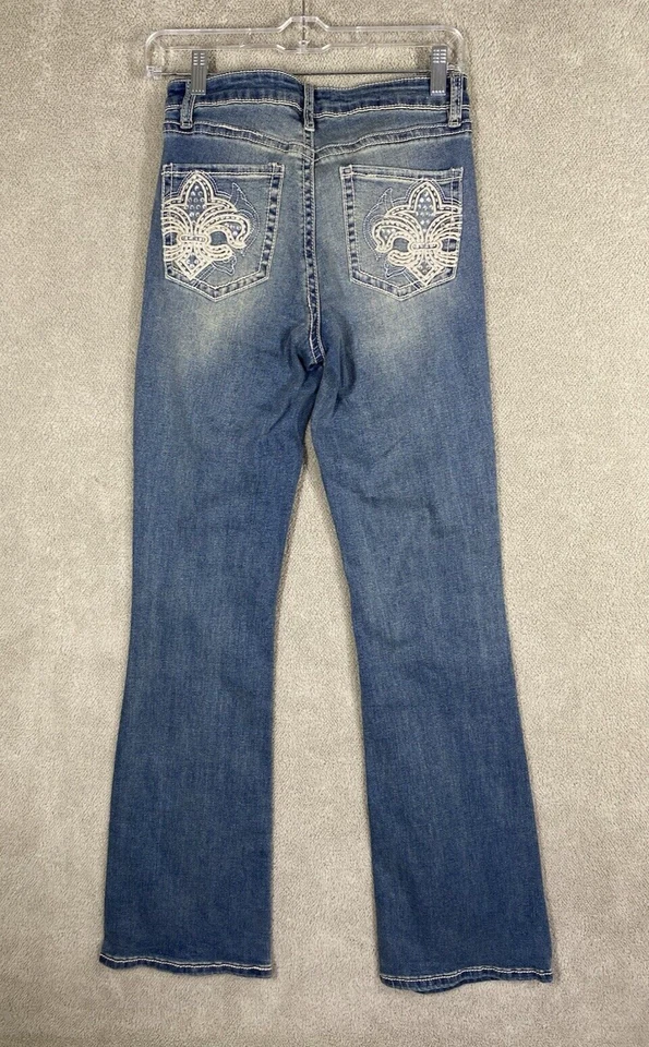 YMI Womens Jeans 27 33 Rhinestone Pockets Embellished Flare Denim Fade Bling - Image 1 of 4