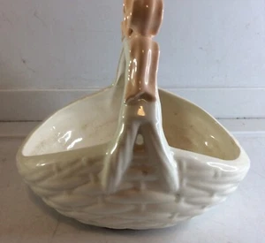 Vintage Keramik Korb mit rosa Schleife Betlar Inc. selten - Bild 1 von 4