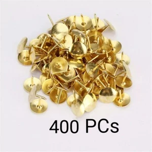 400pc Flat Head Metal Thumb Tacks Brass Gold For Office School Home - Picture 1 of 3