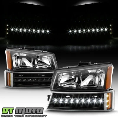 2003-2006 Chevy Silverado 1500 2500 3500 Headlights+LED Bumper Signal Lights Set - Image 1 of 4