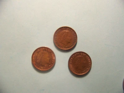 NETHERLANDS 1 CENT 1950, 1967, 1970 JULIANA KONINGIN DER NEDERLANDEN  LOT OF 3 - Image 1 of 2
